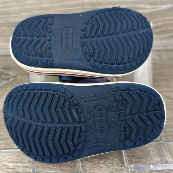 Crocs Crocband Navy Blue Red White Toddler Boy Sz 5 Slip On Clogs Sandals - Picture 8 of 10